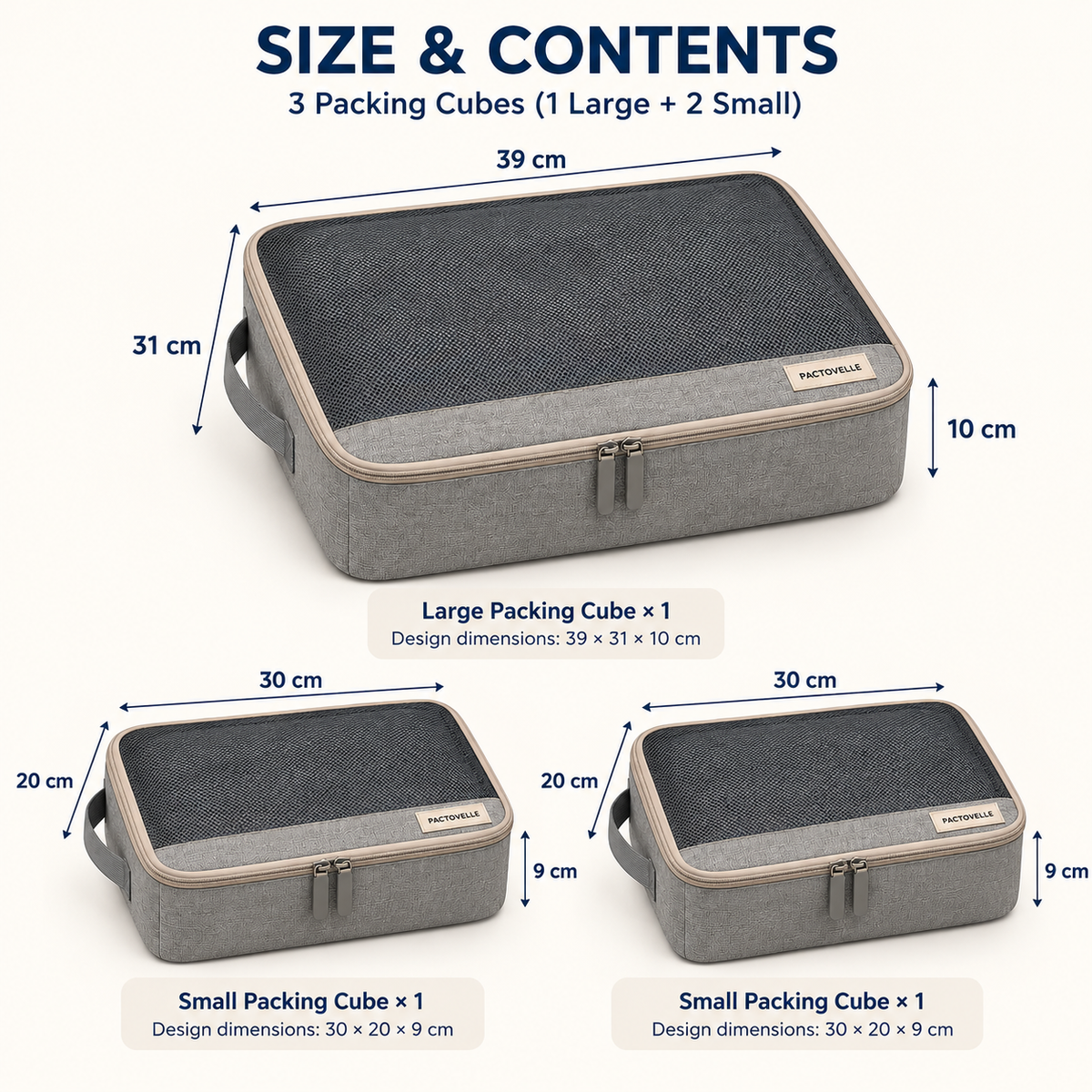 Mesh Packing Cubes — Set of 3
